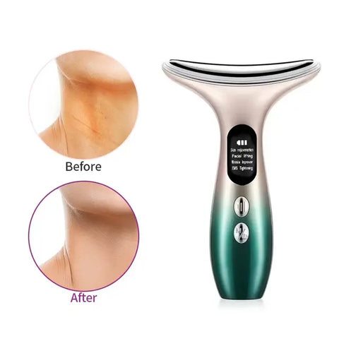 Masajeador de cuello y cara con calor EMS, terapia de fotones LED, dispositivos de belleza para Lifting Facial, elimina la barbilla doble, antiarrugas, herramientas para el cuidado de la piel