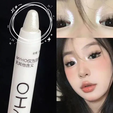 Sombra de ojos para mujer, resaltador de gusano de seda, bolígrafo blanco mate, Cosméticos coreanos, maquillaje profesional con purpurina, 2023