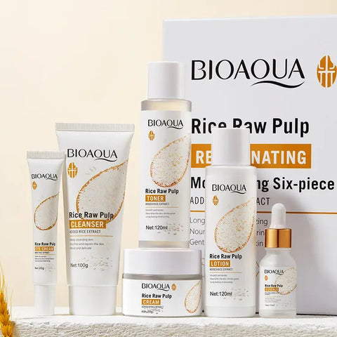BIOAOUA-Conjunto de suero facial para el cuidado de la piel, crema hidratante, limpiador, tónico, antiedad