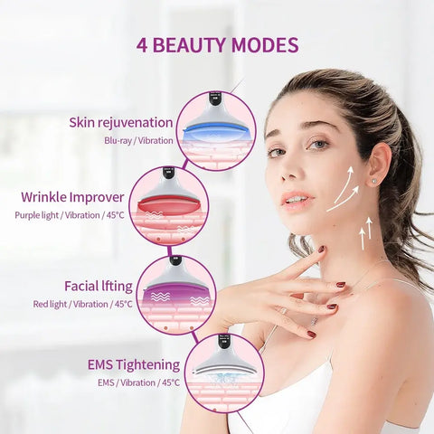 Masajeador de cuello y cara con calor EMS, terapia de fotones LED, dispositivos de belleza para Lifting Facial, elimina la barbilla doble, antiarrugas, herramientas para el cuidado de la piel
