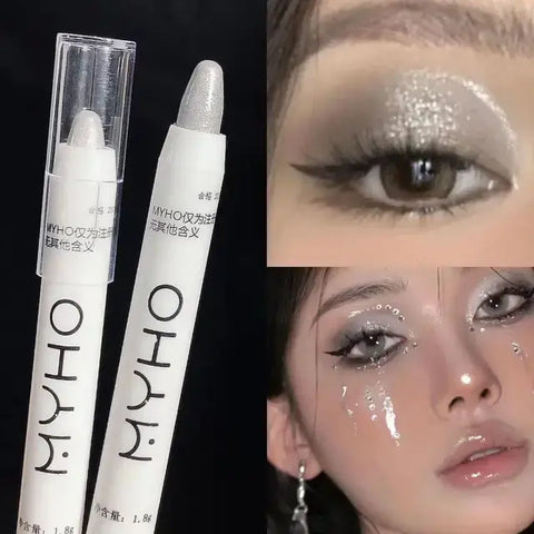 Sombra de ojos para mujer, resaltador de gusano de seda, bolígrafo blanco mate, Cosméticos coreanos, maquillaje profesional con purpurina, 2023