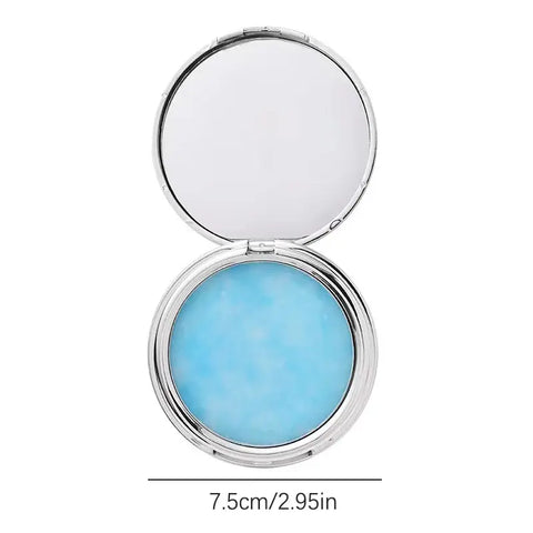 Polvo de larga duración para maquillaje, polvo impermeable para cara seca y húmeda, pastel con Puff, aceite azul cielo, 1 piezas